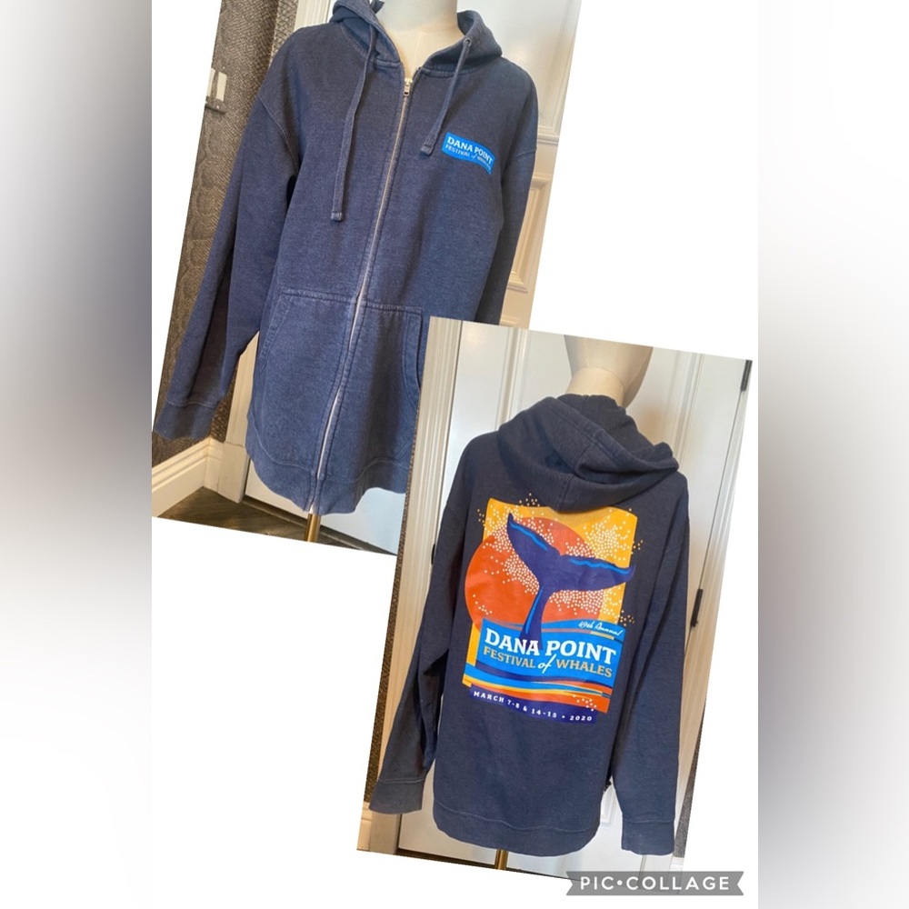 Dana Point Festival of Whales Graphic Sweatshirt - Blue & Orange Whale Design